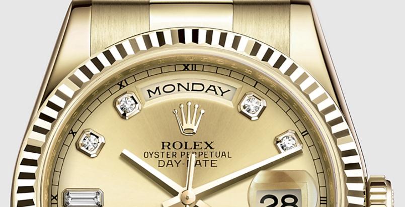 The luxury fake Rolex Day-Date 36 118238 watches are made from yellow gold.