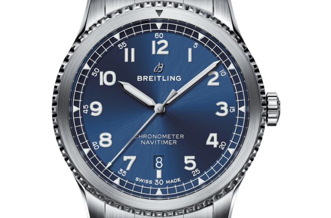 The 41 mm copy Breitling Navitimer A17314101C1A1 watches have blue dials.