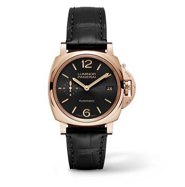 The well-designed copy Panerai Luminor Due PAM00908 watches are made from red gold.