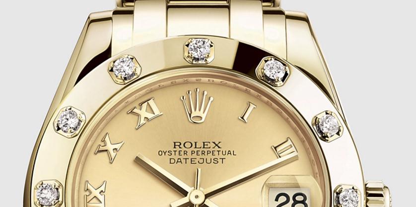 The luxury copy Rolex Pearlmaster 34 81318 watches are made from yellow gold.