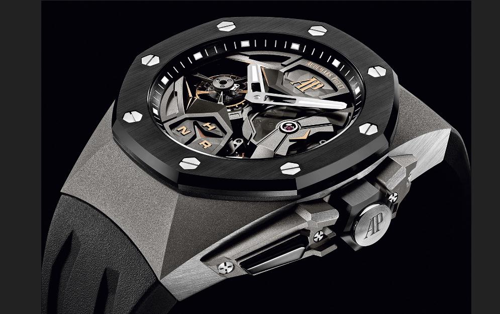 The durable copy Audemars Piguet Royal Oak Concept Flying Tourbillon GMT 26589IO.OO.D002CA.01 watches are made from titanium.