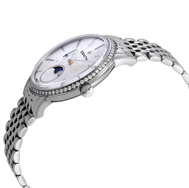 The stainless steel fake watches are decorated with diamonds.